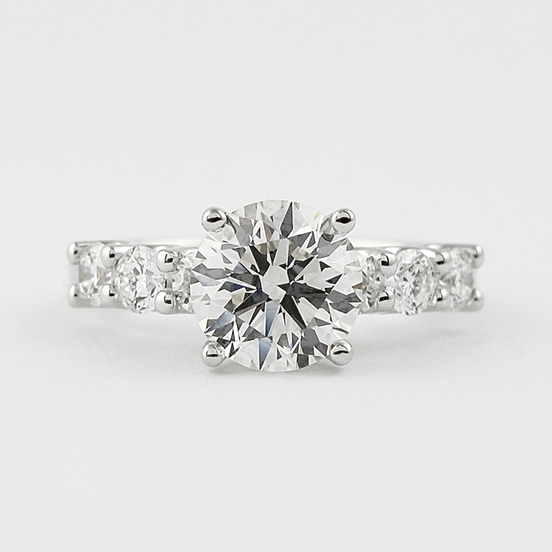 Moissnaite Round Cut Seven Stone Engagement Ring