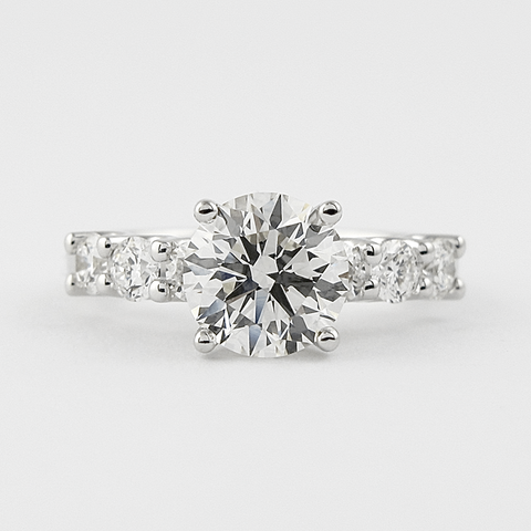 Moissnaite Round Cut Seven Stone Engagement Ring