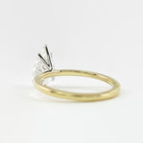 Five Prong Two Tone Moissanite Pear Cut Solitaire Ring
