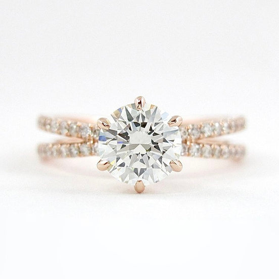 Moissanite Round Cut Crisscross Diamond Ring For Her