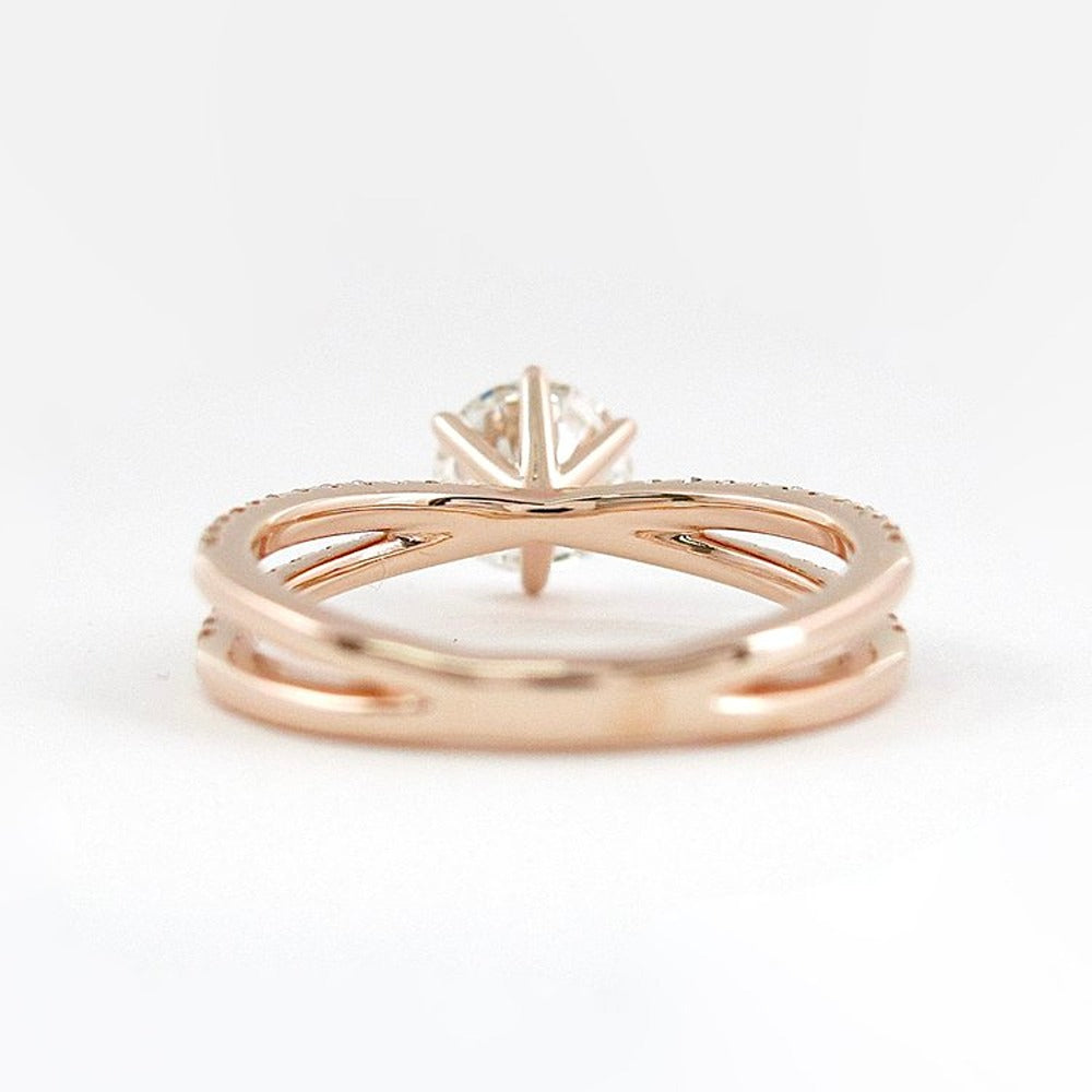 Moissanite Round Cut Crisscross Diamond Ring For Her