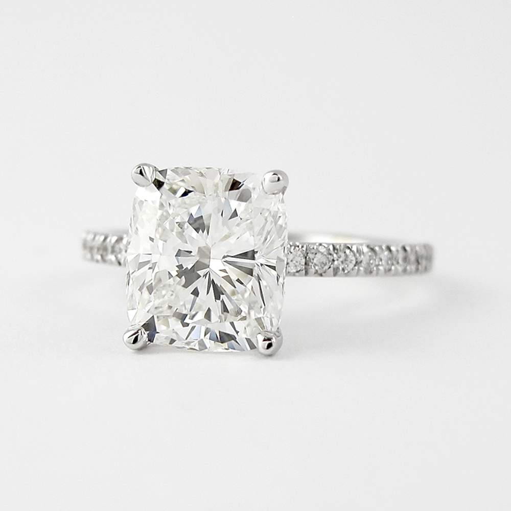 Cushion Cut Moissanite Pave Set Diamond Ring For Women