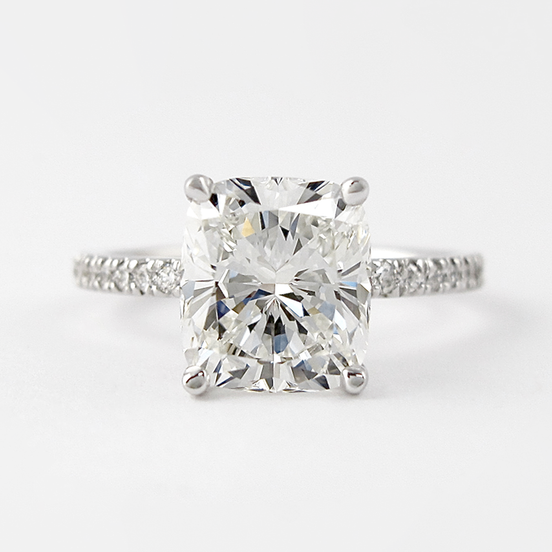 Cushion Cut Moissanite Pave Set Diamond Ring For Women