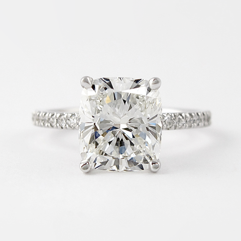 Cushion Cut Moissanite Pave Set Diamond Ring For Women