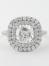 Double Halo Cushion Cut Moissanite Diamond Ring