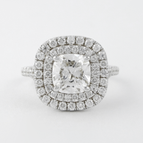Double Halo Cushion Cut Moissanite Diamond Ring