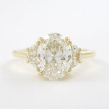 Moissanite Oval & Half Moon Cut Three Stone Ring