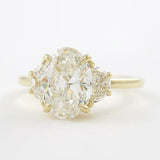 Moissanite Oval & Half Moon Cut Three Stone Ring