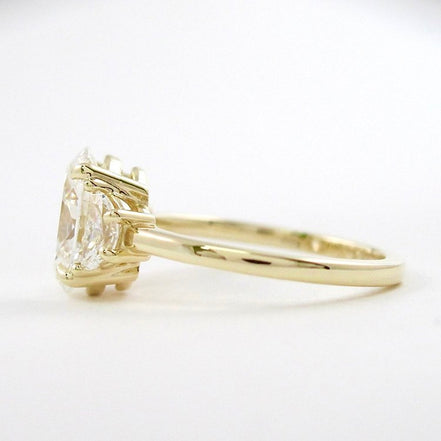 Moissanite Oval & Half Moon Cut Three Stone Ring