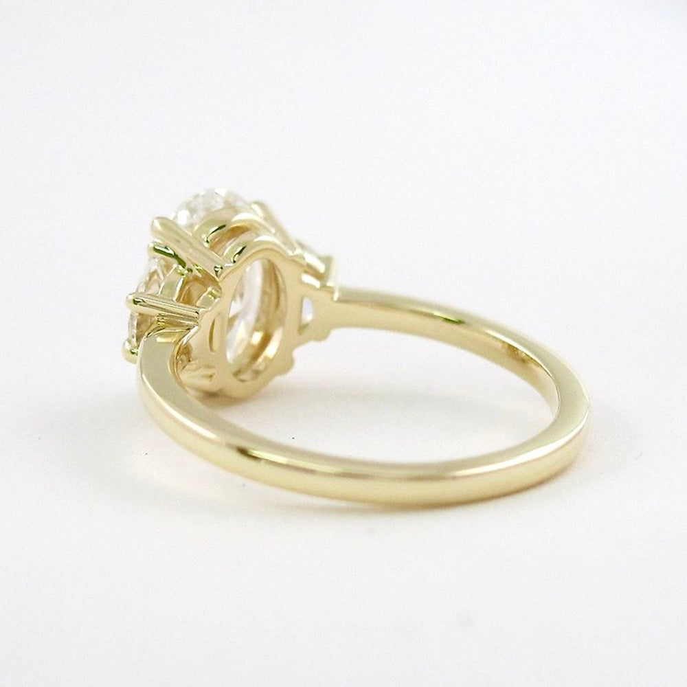 Moissanite Oval & Half Moon Cut Three Stone Ring