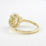 Moissanite Oval & Half Moon Cut Three Stone Ring