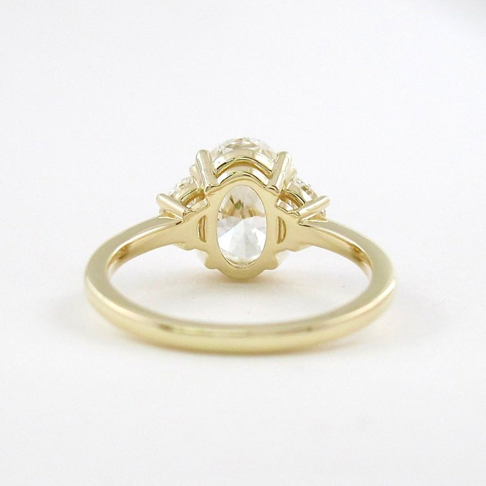 Moissanite Oval & Half Moon Cut Three Stone Ring