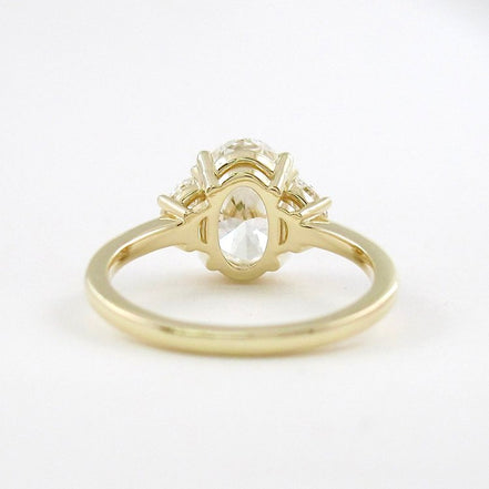 Moissanite Oval & Half Moon Cut Three Stone Ring
