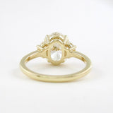 Moissanite Oval & Half Moon Cut Three Stone Ring