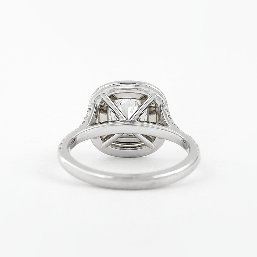 Double Halo Cushion Cut Moissanite Diamond Ring