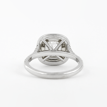 Double Halo Cushion Cut Moissanite Diamond Ring