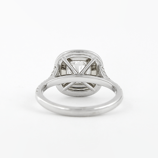 Double Halo Cushion Cut Moissanite Diamond Ring