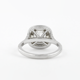 Double Halo Cushion Cut Moissanite Diamond Ring