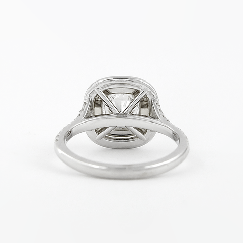 Double Halo Cushion Cut Moissanite Diamond Ring