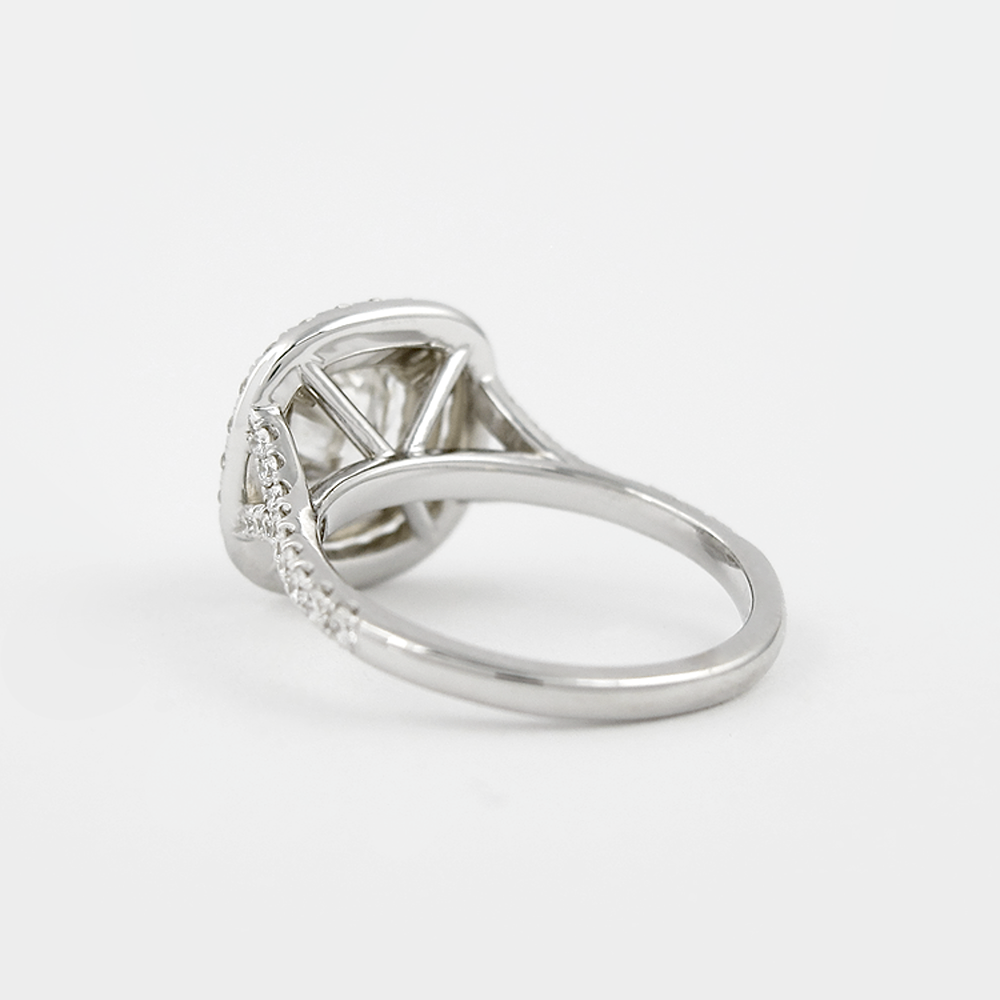 Double Halo Cushion Cut Moissanite Diamond Ring