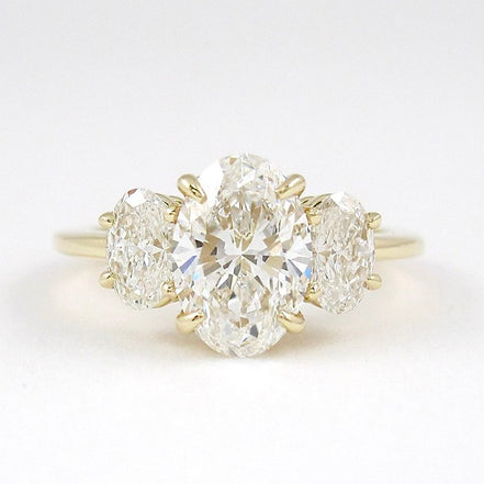 Moissanite Oval Cut Three Stone Wedding Ring