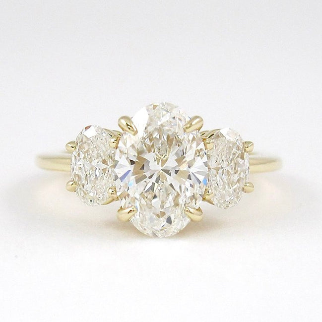Moissanite Oval Cut Three Stone Wedding Ring