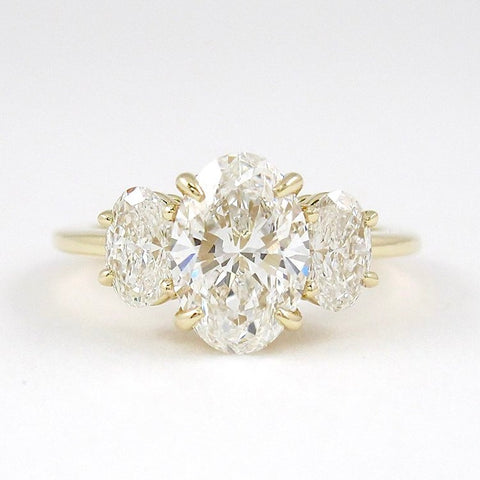 Moissanite Oval Cut Three Stone Wedding Ring