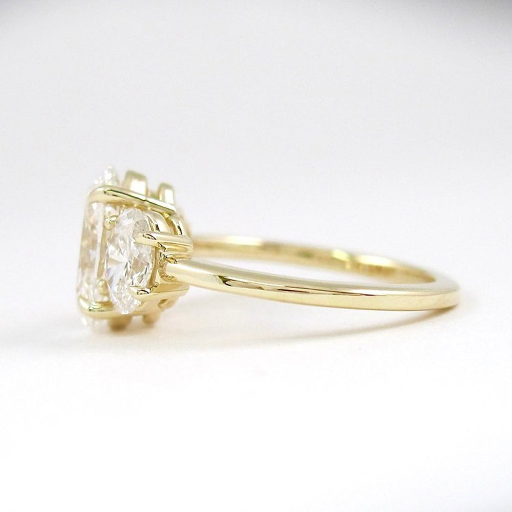 Moissanite Oval Cut Three Stone Wedding Ring