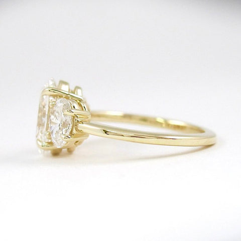 Moissanite Oval Cut Three Stone Wedding Ring