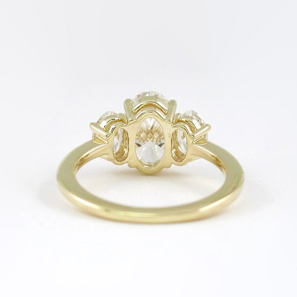 Moissanite Oval Cut Three Stone Wedding Ring