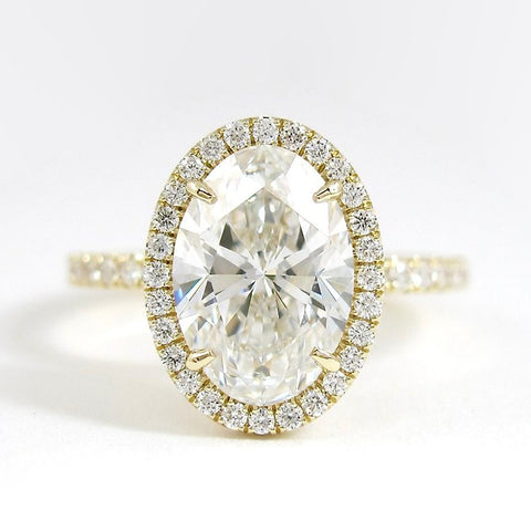 D Color Lab Created Diamond Oval Cut Halo Wedding Ring