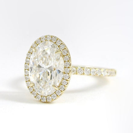 D Color Lab Created Diamond Oval Cut Halo Wedding Ring