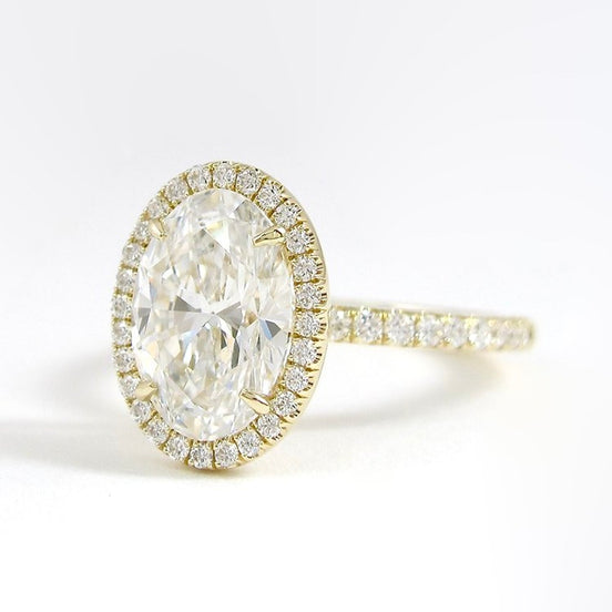 D Color Lab Created Diamond Oval Cut Halo Wedding Ring