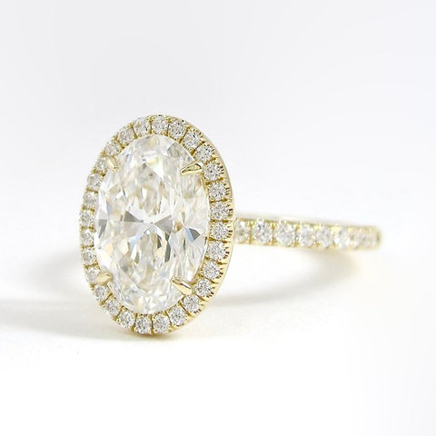 D Color Lab Created Diamond Oval Cut Halo Wedding Ring