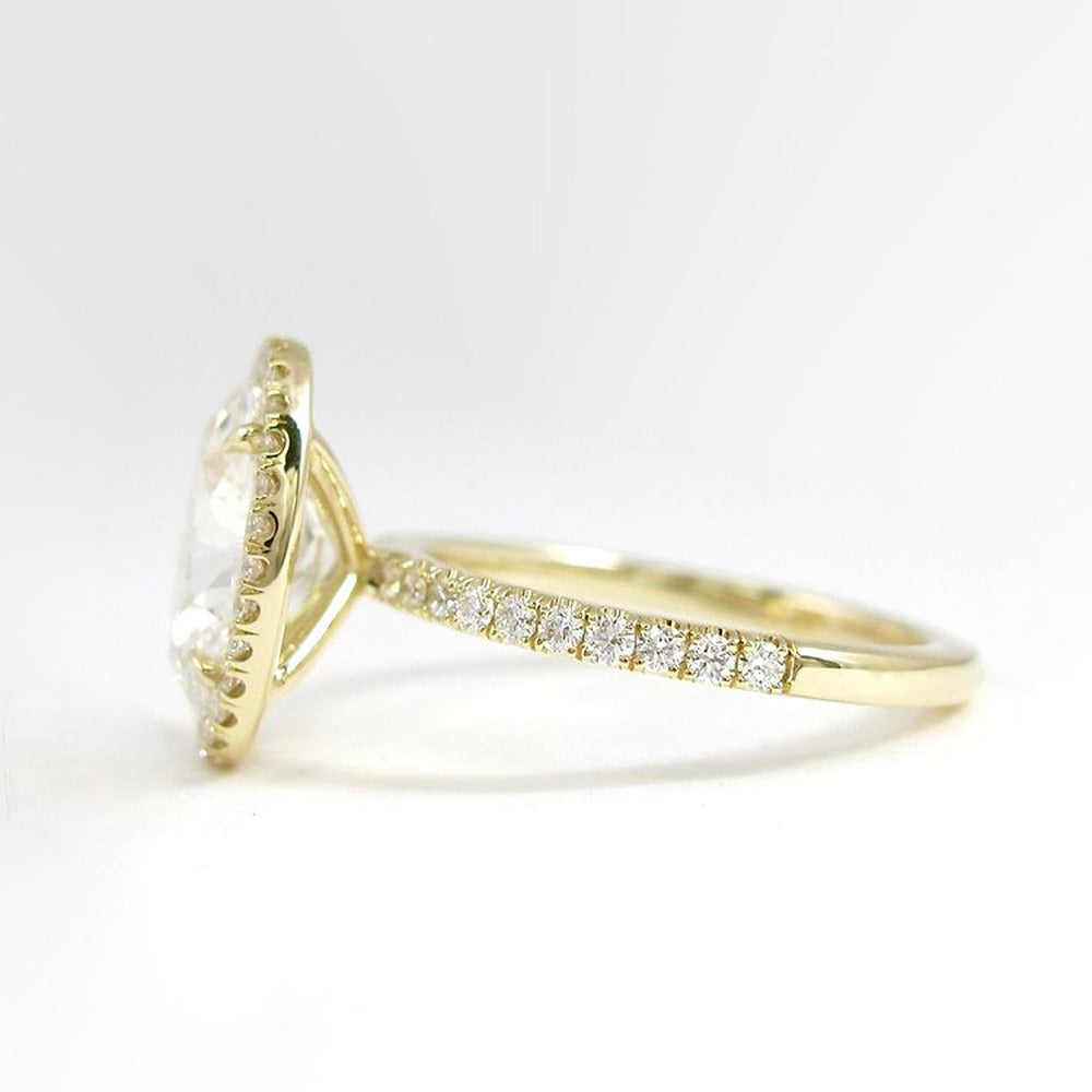 D Color Lab Created Diamond Oval Cut Halo Wedding Ring