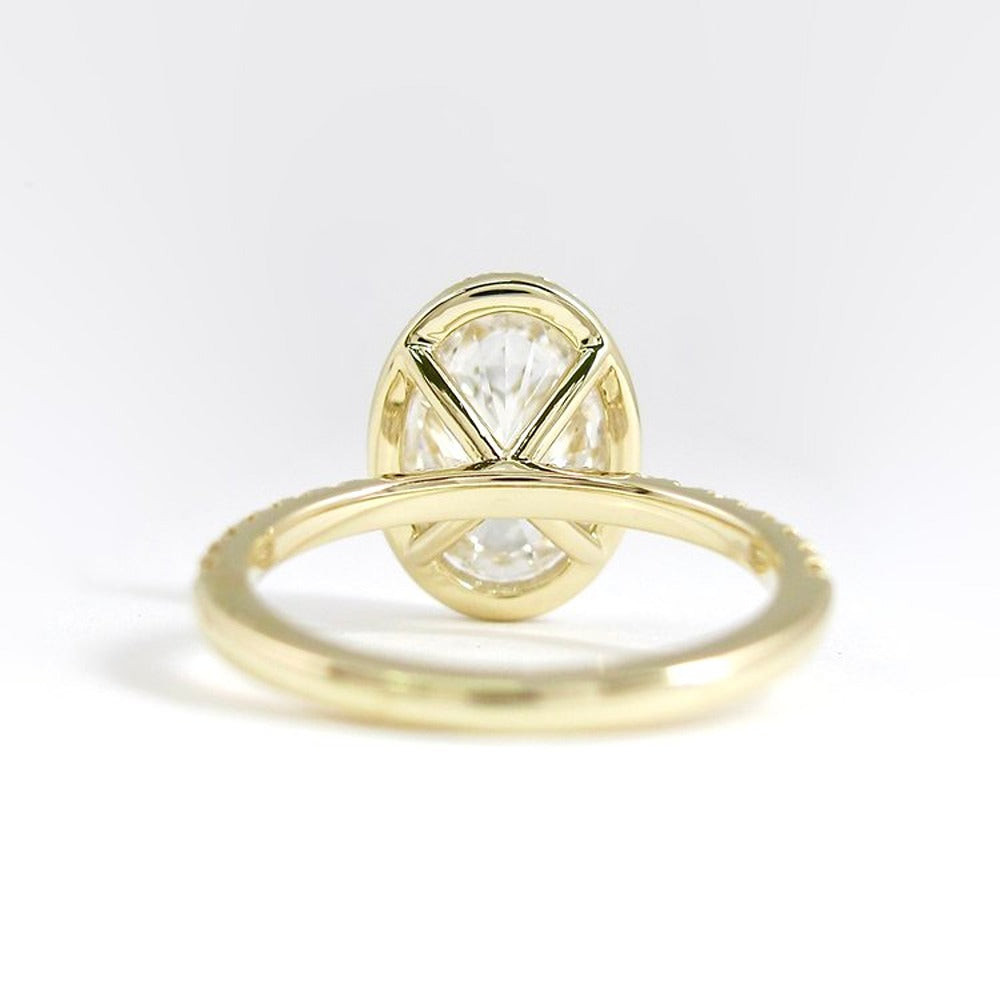 D Color Lab Created Diamond Oval Cut Halo Wedding Ring