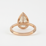 Moissanite Pear Cut Open Gallery & Halo Setting Diamond Ring