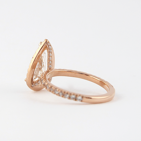 Moissanite Pear Cut Open Gallery & Halo Setting Diamond Ring