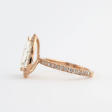 Moissanite Pear Cut Open Gallery & Halo Setting Diamond Ring
