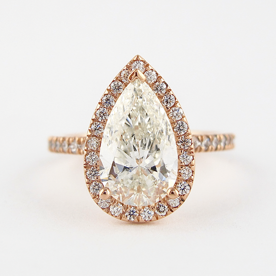 Moissanite Pear Cut Open Gallery & Halo Setting Diamond Ring