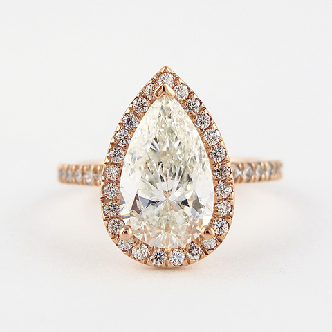 Moissanite Pear Cut Open Gallery & Halo Setting Diamond Ring