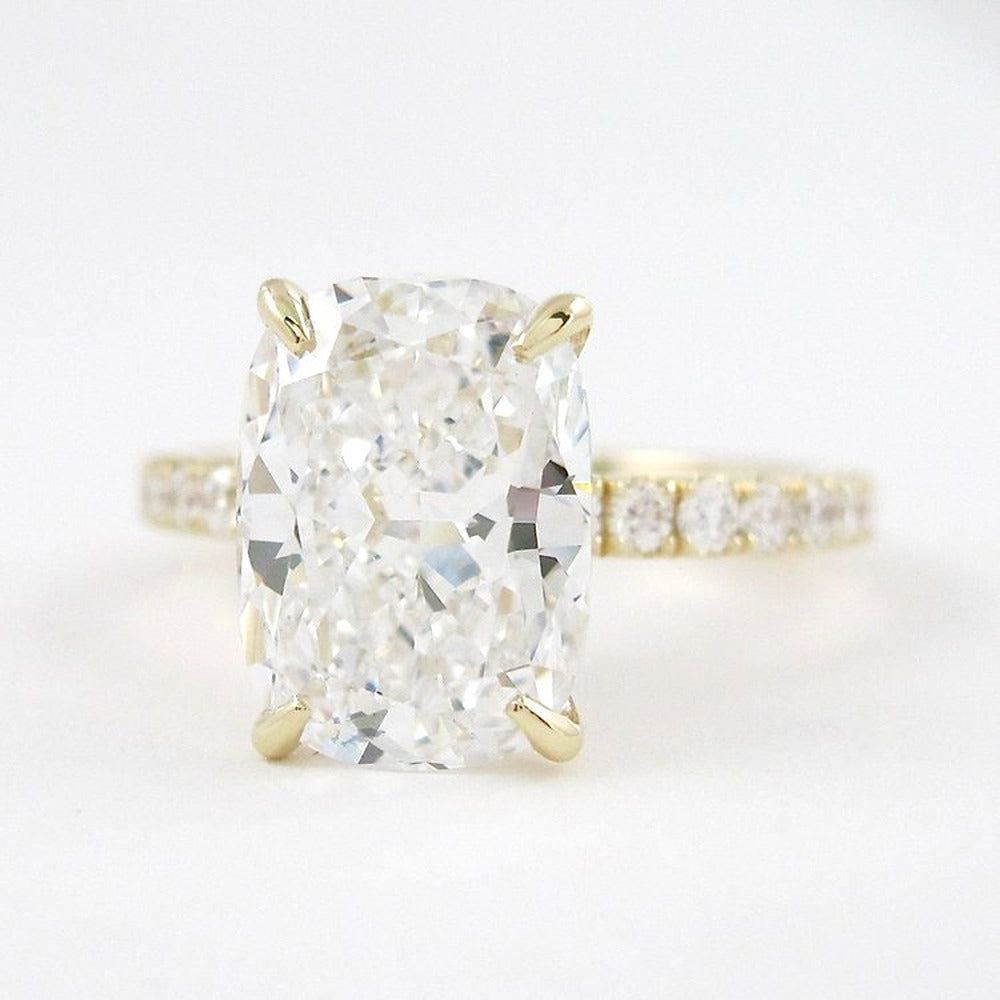 Cushion Cut Pave Set Moissanite Wedding Ring