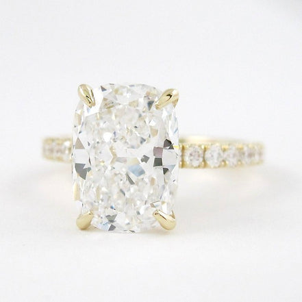 Cushion Cut Pave Set Moissanite Wedding Ring