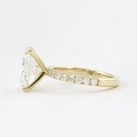 Cushion Cut Pave Set Moissanite Wedding Ring