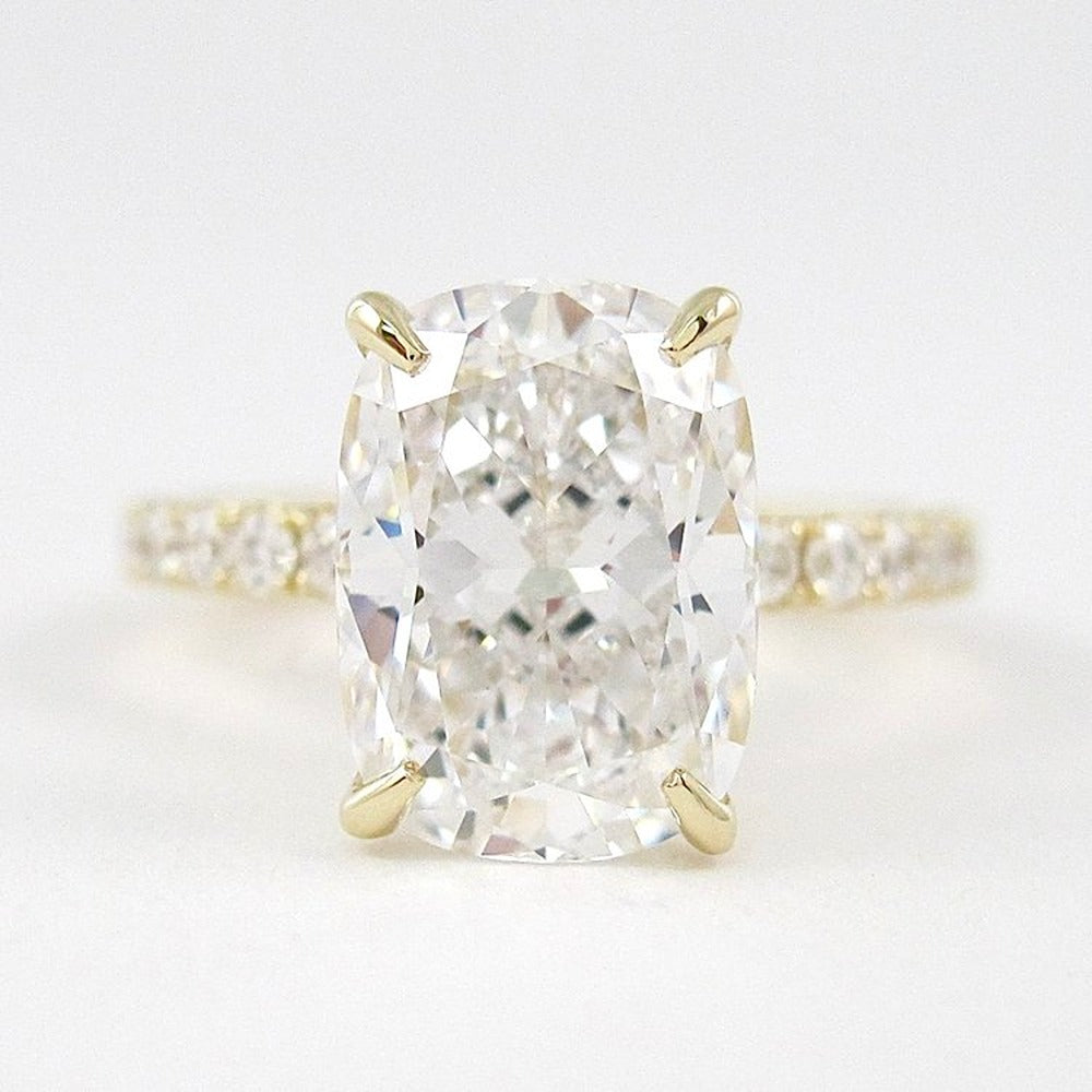 Cushion Cut Pave Set Moissanite Wedding Ring