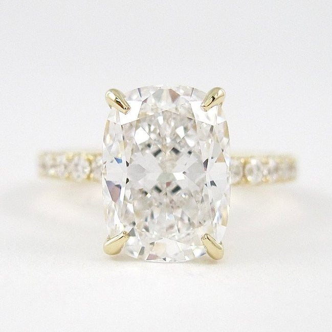 Cushion Cut Pave Set Moissanite Wedding Ring