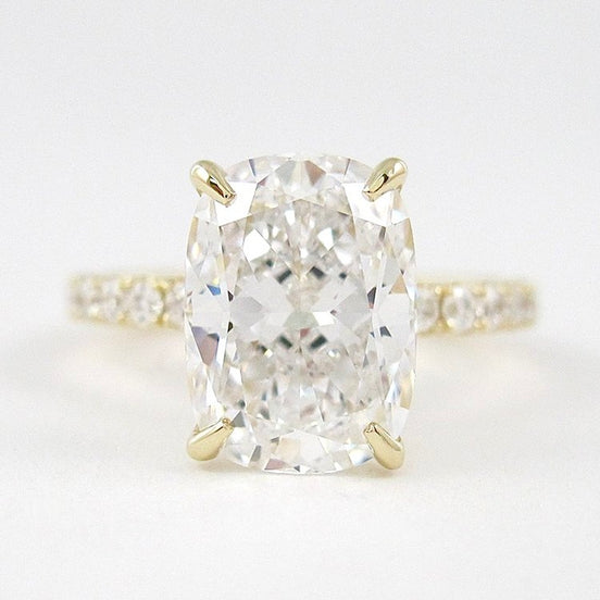 Cushion Cut Pave Set Moissanite Wedding Ring
