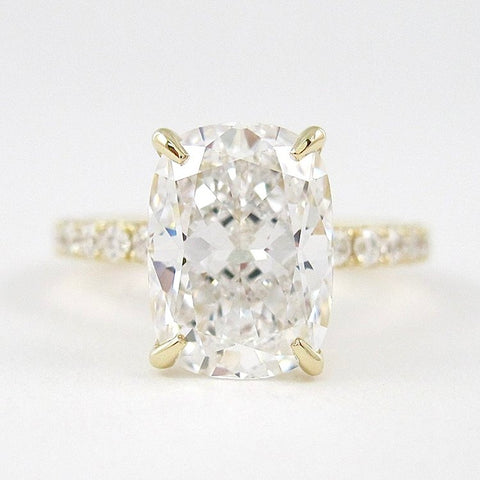 Cushion Cut Pave Set Moissanite Wedding Ring