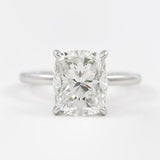 Cushion Cut Hidden Halo Moissanite Diamond Ring