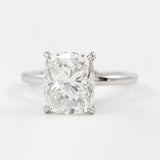 Cushion Cut Hidden Halo Moissanite Diamond Ring